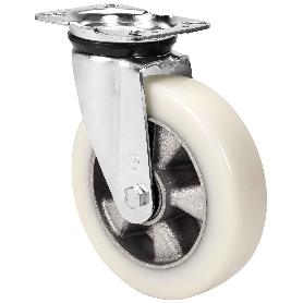 Rueda giratora placa 4mm 10zvr200-ausb alum.-poliur.blancoveloceje bolas