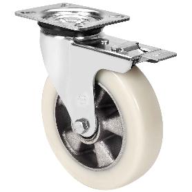 Rueda giratora placa fr.4mm 10zvrfd200-ausb alum.-poliur.blancovelocbolas