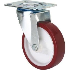 RUEDA GIRATORA PLACA 10ZV125CP-POLSB POLIAMIX BLANCO-POLIUR.MARRON EJE BOLAS