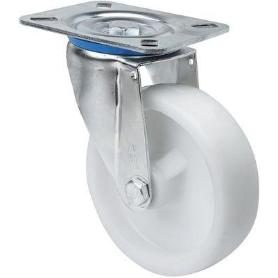 RUEDA GIRATORA PLACA 10ZVL150-UT POLIAMIX BLANCO EJE LISO