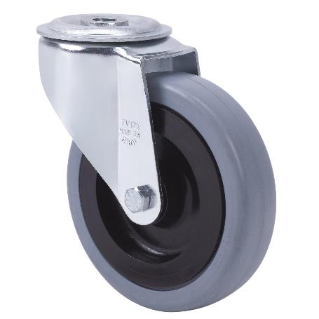 RUEDA GIRATORA AGUJERO M12 20ZVL150-PGAN POLIAMIX-GOMA GRIS EJE LISO