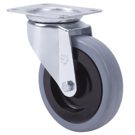 RUEDA GIRATORA PLACA 10ZVL150CP-PGASB POLIAMIX-GOMA GRIS EJE BOLAS