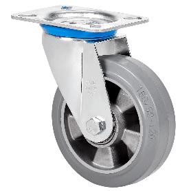 RUEDA GIRATORA PLACA 10ZV200-DEGB ALUMINIO-GOMA GRIS ELASTICA EJE BOLAS