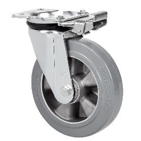 RUEDA GIRATORA PLACA MEC.DIR.4MM 10ZVRMD160-DEGB ALUM-GOMA GRIS ELASTICA BOL.