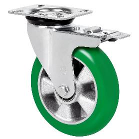 RUEDA GIRATORA PLACA FR.4MM 10ZVRFD160-AUAGB ALUM-POLIUR.VERDE BOLAS BALONA