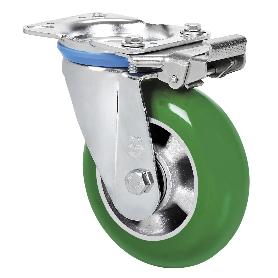 RUEDA GIRATORA PLACA MEC.DIR.10ZVMD200-AUAGB ALUMINIO-POLIUR.VER.BOLAS BALONA