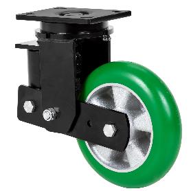 RUEDA GIRATORA PLACA 10HLSB160-AUAGB SUSPENSION POLIUR.VERDE EJE BOLAS BALONA