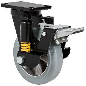 RUEDA GIRATORA PLACA FR.10HLSEFN160-DEGB SUSPENSION GOMA GRIS ELASTICA BOLAS