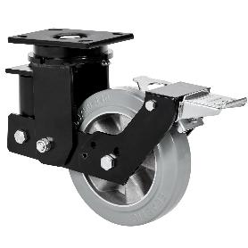 RUEDA GIRATORA PLACA FR.10HLSBFN160-DEGB SUSPENSION GOMA GRIS ELASTICA BOLAS