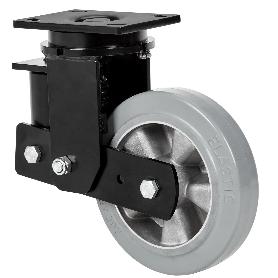 RUEDA GIRATORA PLACA 10HLSB200-DEGB SUSPENSION GOMA GRIS ELASTICA EJE BOLAS