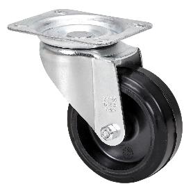 RUEDA GIRATORA PLACA 10ZVL100-THG GOMA NEGRA TECNOPOLIMERO EJE LISO