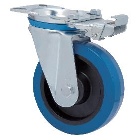 RUEDA GIRATORA PLACA MEC.DIR.10ZVMD200-PGMB POLIAMIX-GOMA AZUL EJE BOLAS