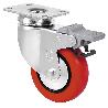 RUEDA GIRATORA PLACA FRENO 10BHFD60CP-PPIA POLIAMIX-POLIUR.ROJO EJE LISO