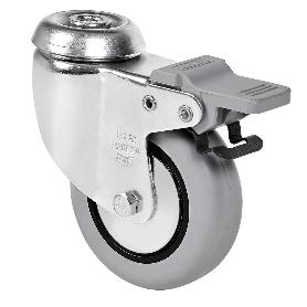 RUEDA GIRATORA AGUJERO M10 FRENO 20BHFD60CP-PGIA POLIAMIX-GOMA GRIS EJE LISO