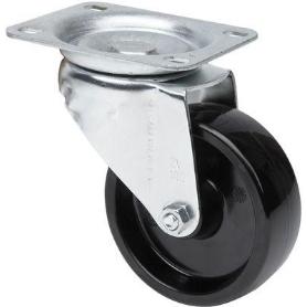 RUEDA GIRATORA PLACA 10ZV100-TTB RESINA NEGRA EJE BOLAS