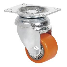 RUEDA GIRATORA PLACA 10LP35-VNB HIERRO-POLIUR.VULCANIZADO NARANJA EJE BOLAS