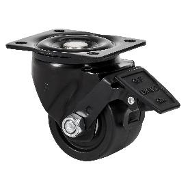 RUEDA GIRATORA PLACA FRENO 10LPFN65-KNB NYLON NEGRO EXTRAFUERTE EJE BOLAS