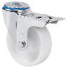 RUEDA GIRATORA AGUJERO M12 FRENO 20ZVLFD150-UTR POLIAMIX BLANCO EJE RODILLOS