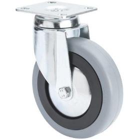 RUEDA GIRATORA PLACA 10BHA100CP-PGAN POLIAMIX-GOMA GRIS EJE LISO