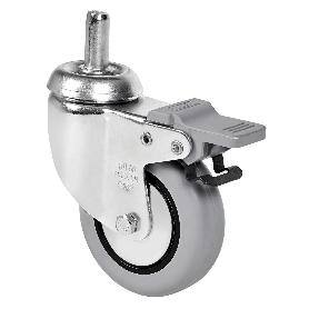 RUEDA GIRATORA ESP.LISA M12X30 FRENO 33BHFD60CP-PGIA POLIAMIX-GOMA GRIS LISO