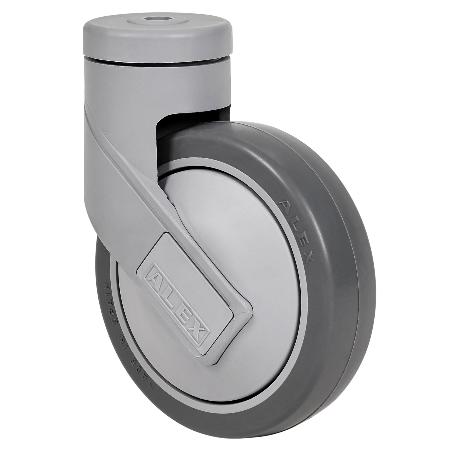 RUEDA GIRATORA AGUJERO M12 21HC125CP-PGAISB GOMA GRIS EJE BOLAS