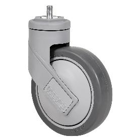 RUEDA GIRATORA ESPIGA ROSCADA M10X16 50HC125CP-PGAISB GOMA GRIS EJE BOLAS