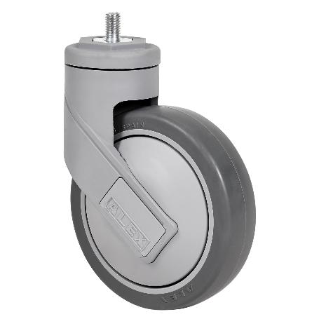 RUEDA GIRATORA ESPIGA ROSCADA M10X16 50HC125CP-PGAISB GOMA GRIS EJE BOLAS