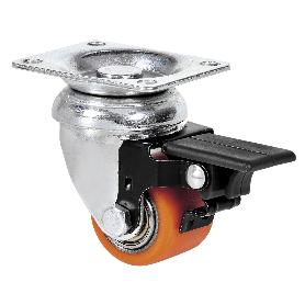 RUEDA GIRATORA PLACA FR.10LPFN35-VNB HIERRO-POLIUR.VULCAN.NARANJA EJE BOLAS