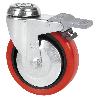RUEDA GIRATORA AGUJERO M12 FRENO 20BHAFD100CP-PPIA POLIAMIX-POLIUR.ROJO LISO