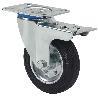 RUEDA GIRATORA PLACA FRENO 10ZVFD250-BSR METALICO-GOMA NEGRA EJE RODILLOS
