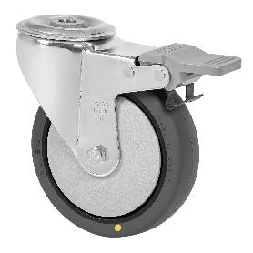 RUEDA GIRATORA AGUJ.M12 FRENO 20ZVFD100CP-PGCSB POLIUR.GRIS CONDUCTIVO BOLAS