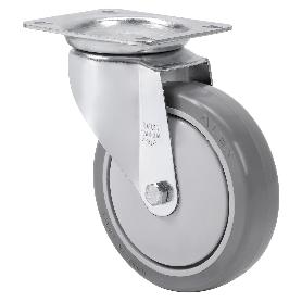 RUEDA GIRATORA PLACA 10ZV100CP-PGAISB GOMA GRIS EJE BOLAS