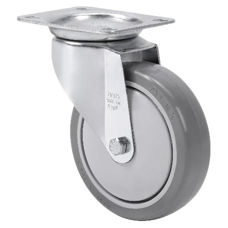 RUEDA GIRATORA PLACA 10ZVL150CP-PGAISB GOMA GRIS EJE BOLAS