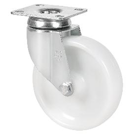 RUEDA GIRATORA PLACA 10BHA125-UTR POLIAMIX BLANCO EJE RODILLOS