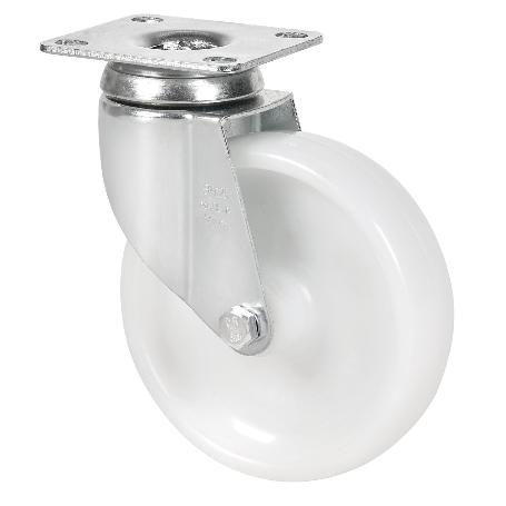 RUEDA GIRATORA PLACA 10BHA125-UTR POLIAMIX BLANCO EJE RODILLOS