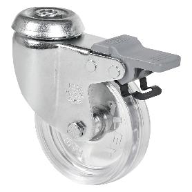 RUEDA GIRATORA AGUJ.M10 FRENO CROMADA 20BHDFD60-BPC POLICARBONATO TRANSP.LISO