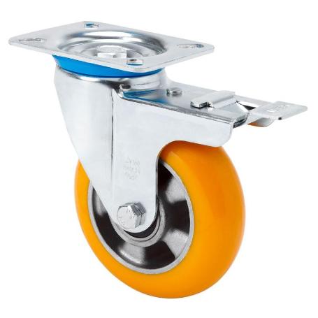 RUEDA GIRATORA PLACA FR.10ZVFD125-AUAB ALUMINIO-POLIUR.NARANJA BOLAS BALONA