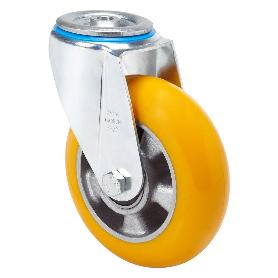 RUEDA GIRATORA AGUJERO M12 20ZV125-AUAB ALUMINIO-POLIUR.NARANJA BOLAS BALONA