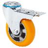 RUEDA GIRATORA AGUJ.M12 FR.20ZVFD125-AUAB ALUMINIO-POLIUR.NARANJ.BOLAS BALONA