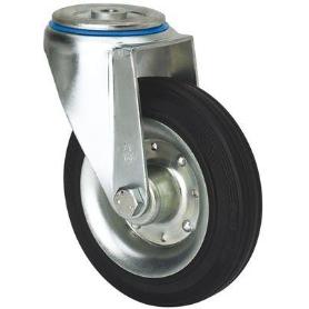 RUEDA GIRATORA AGUJERO M12 20ZVL125-BSR METALICO-GOMA NEGRA RODILLOS