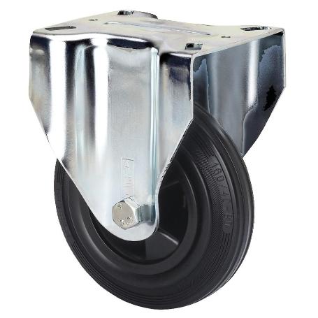 RUEDA FIJA  17ZVL125-PSN POLIAMIX-GOMA NEGRA EJE LISO