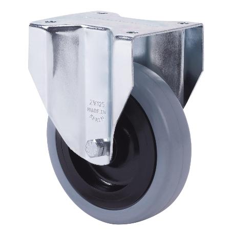 RUEDA FIJA  17ZVL125-PGAN POLIAMIX-GOMA GRIS EJE LISO