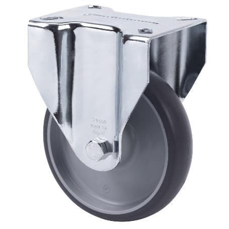 RUEDA FIJA  17ZVL125-PGZR POLIAMIX-GOMA GRIS INYECT.EJE RODILLOS