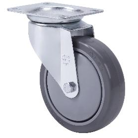 RUEDA GIRATORA PLACA 10ZVL125CP-PUISB POLIP.-POLIUR.GRIS EJE BOLAS