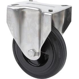 RUEDA FIJA  INOX.17ZVLI125-PSN POLIAMIX-GOMA NEGRA EJE LISO