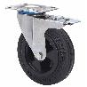 RUEDA GIRATORA PLACA FRENO INOX.10ZVLIFD125-PSN POLIAMIX-GOMA NEGRA EJE LISO