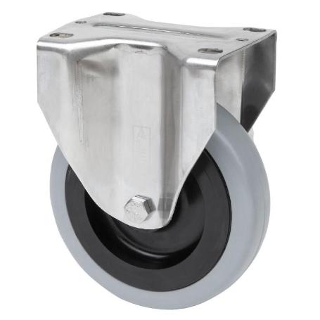 RUEDA FIJA  INOX.17ZVLI125-PGAN POLIAMIX-GOMA GRIS EJE LISO