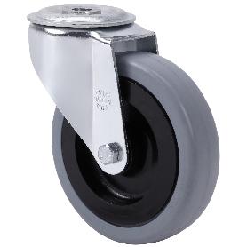 RUEDA GIRATORA AGUJERO M12 INOX.20ZVLI125-PGAN POLIAMIX-GOMA GRIS EJE LISO