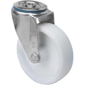 RUEDA GIRATORA AGUJERO M12 INOX.20ZVLI125-UTR POLIAMIX BLANCO EJE RODILLOS
