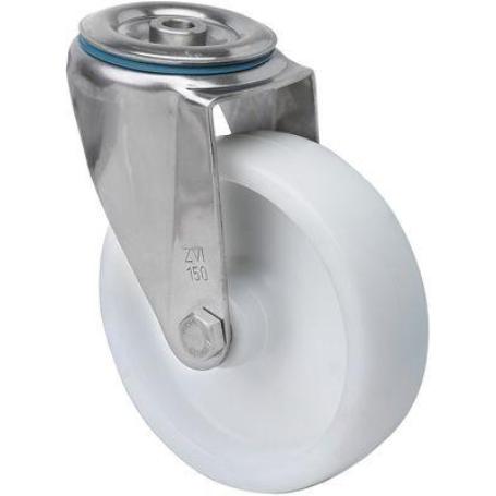 RUEDA GIRATORA AGUJERO M12 INOX.20ZVLI125-UTR POLIAMIX BLANCO EJE RODILLOS